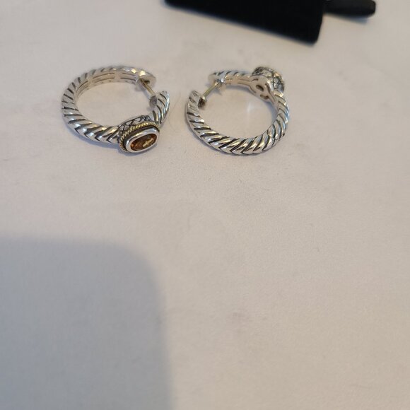 Andrea Candela Hoop Earrings 925 Silver with Citrine & 18K Gold - Picture 6 of 7